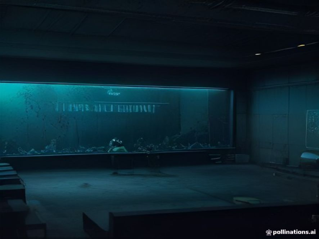A courtroom where the only thing on the bench is a glowing AI, no human justice in sight