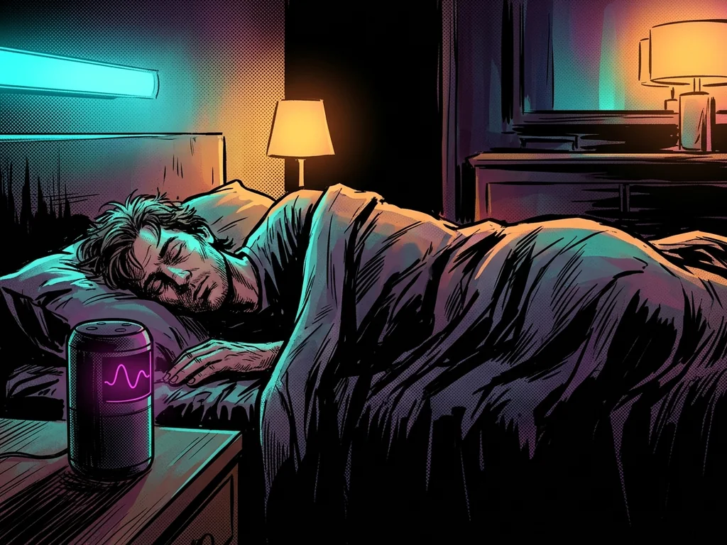 Sleeper beside a smart speaker drawing their breathing waveform